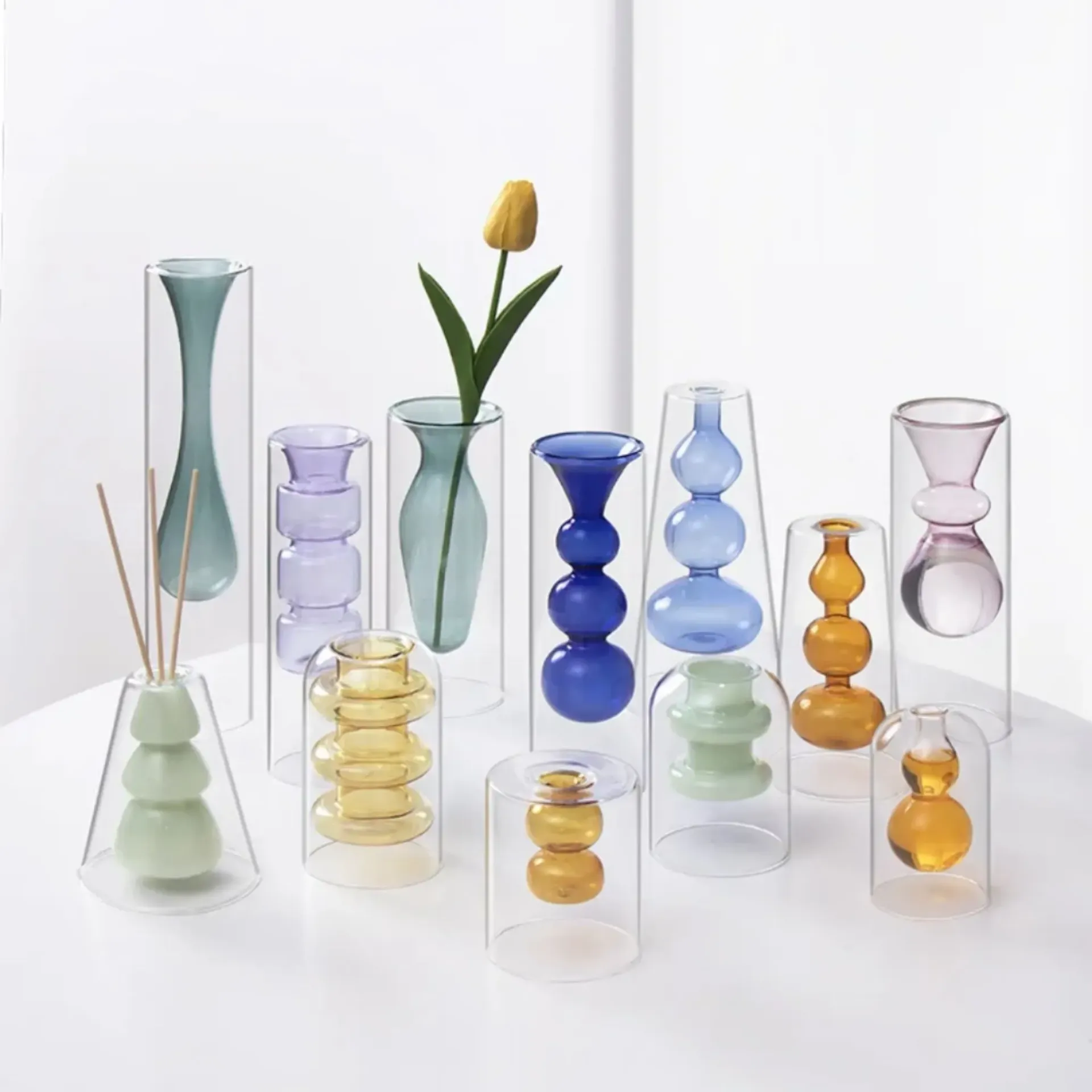 Clear Glass Contemporary Decorative Vases