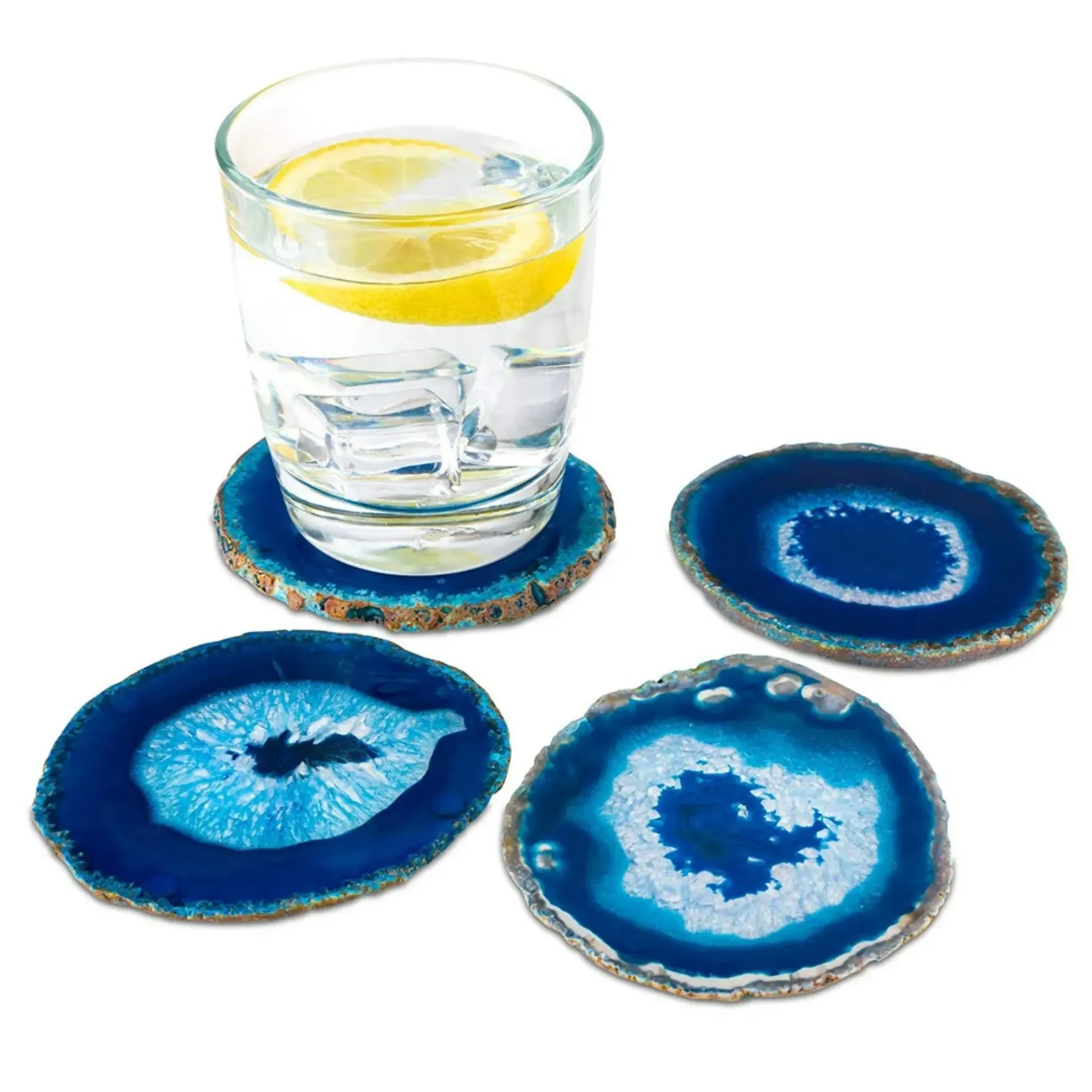 Blue Agate Gemstone Coasters