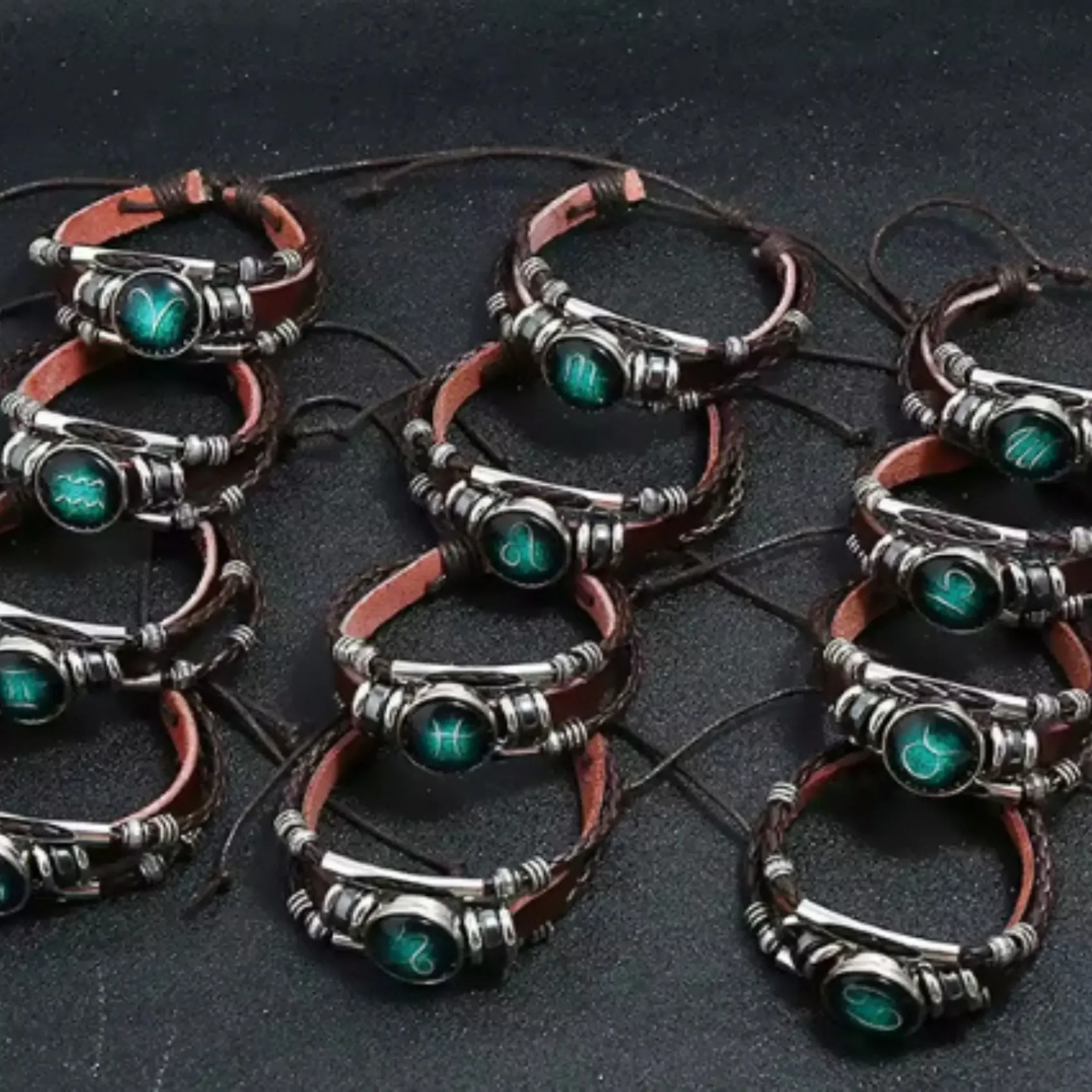 Luminous Zodiac Braided Leather Bracelets (Aries)