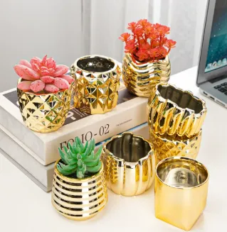 Decorative Metalic Gold Ceramic Pots