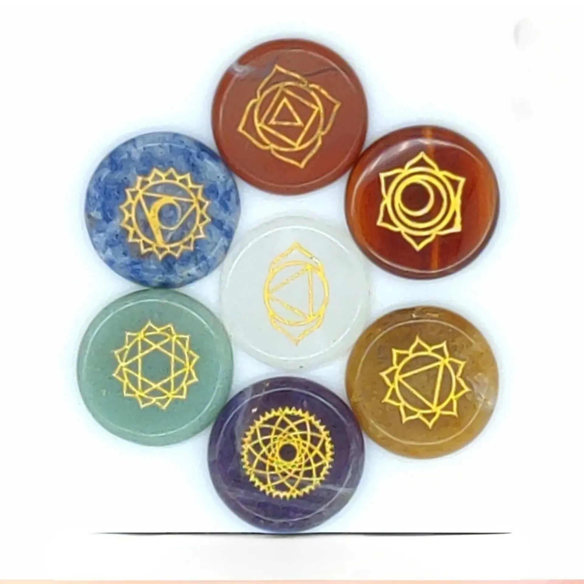 7 Chakra Engraved Gemstone Set