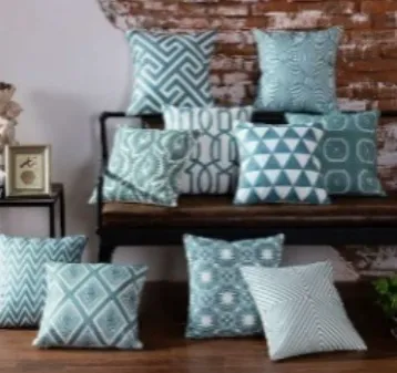 Embroidered Geometric Pattern Cushion Case