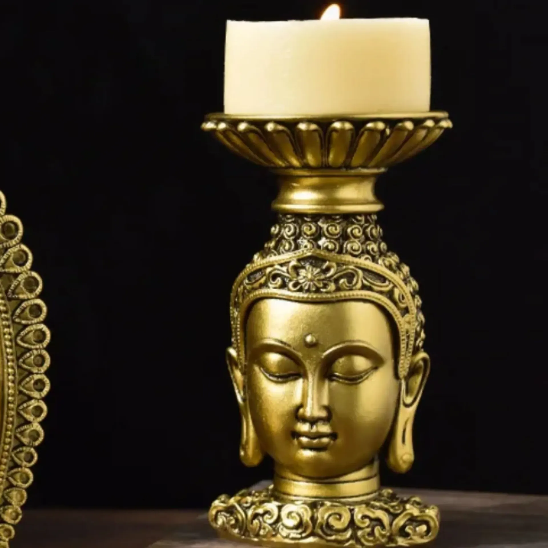 Golden Buddha Statues Candle Holder
