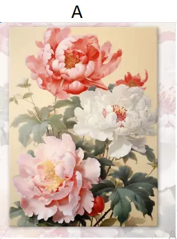 Peony Blossoms Vintage Canva (B)