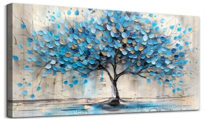 Lapremoly Brand Abstract Blue Tree Panoramic Canvas