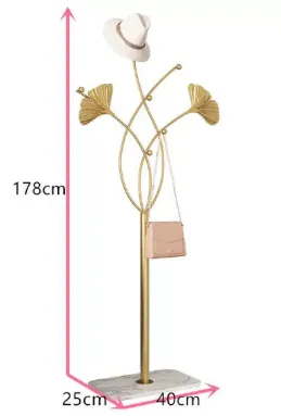 Freestanding Leaf Shape Metal Coat Rack with Stable Marble Base