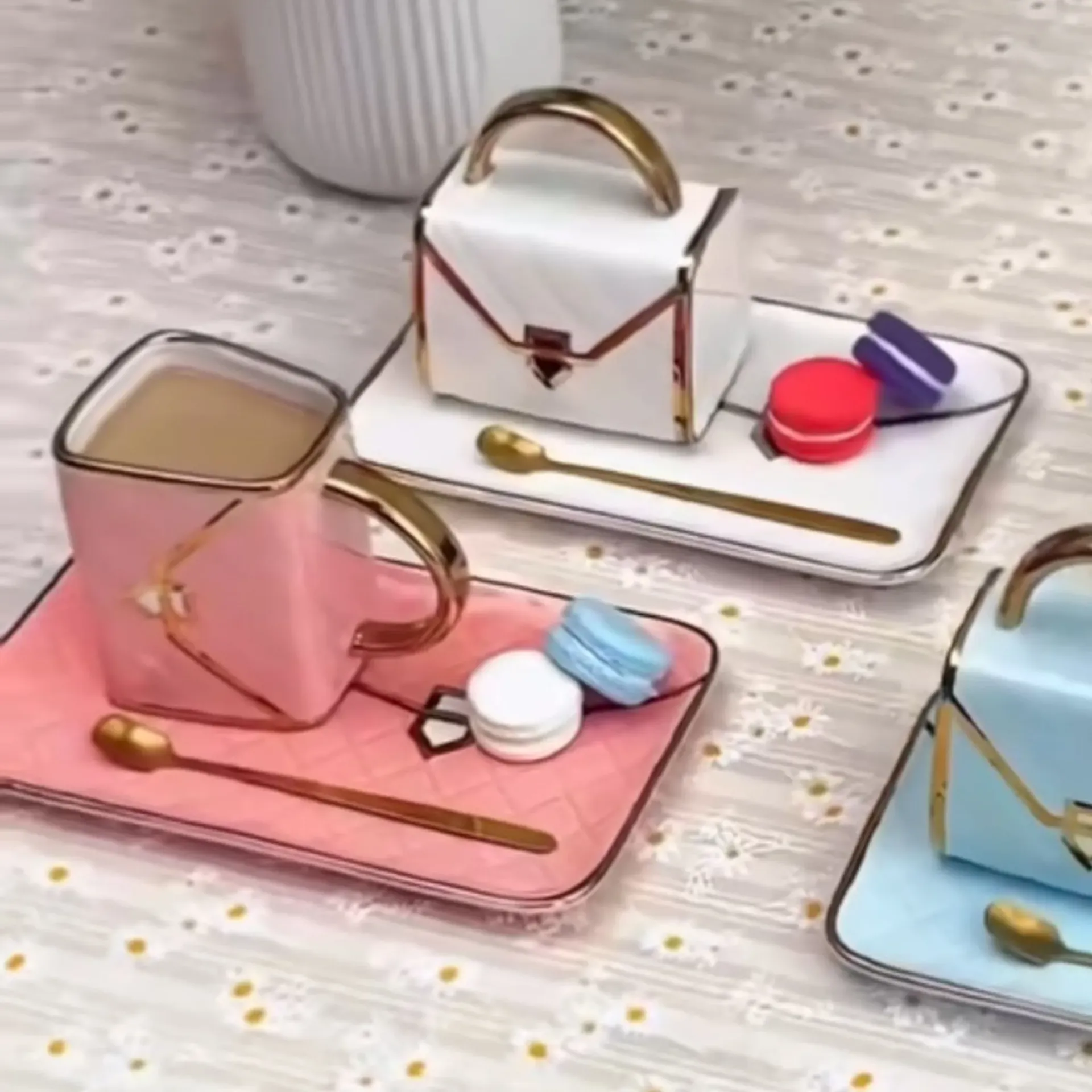 Handbag-shaped Coffee Mug Set