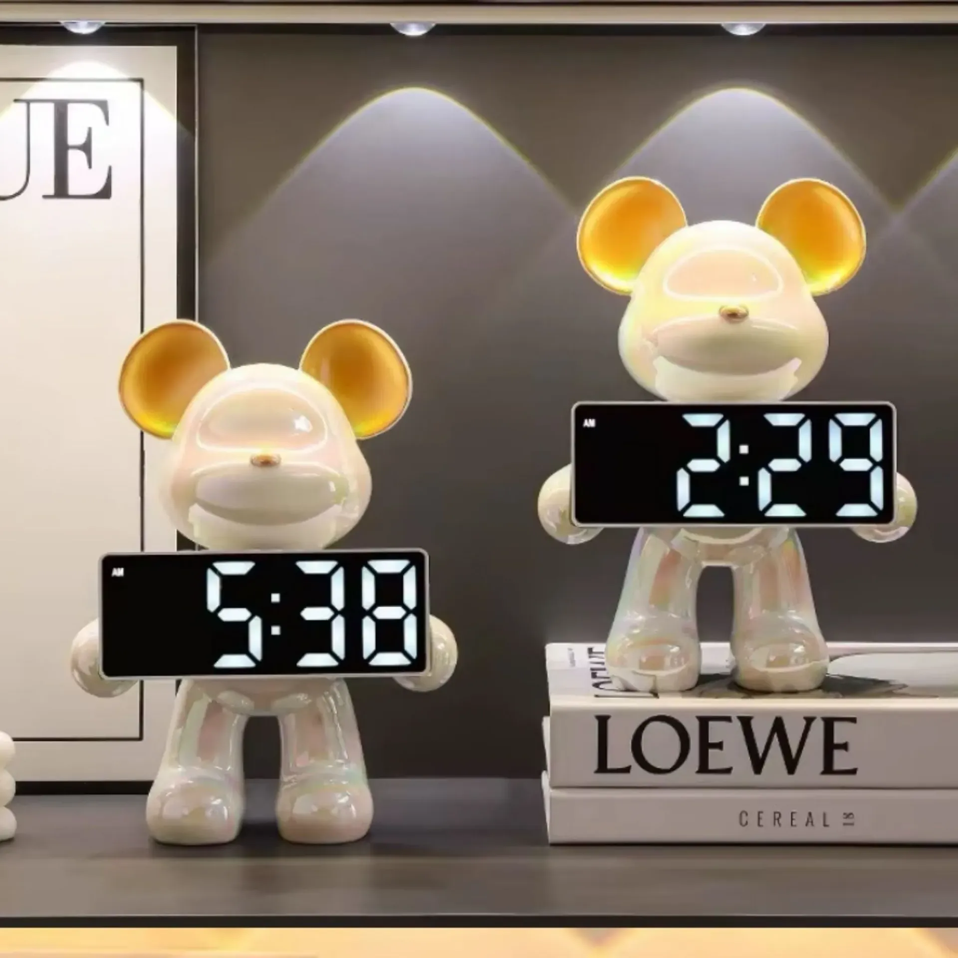 Digital Chargable White Bear Decorative Table Clock